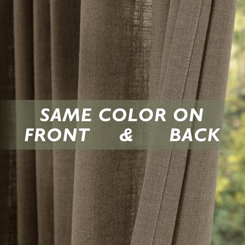 Fcosie Cocoa Creme Natural Linen Extra Long Curtain with Grommets Top