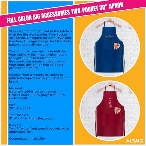 USMG Custom Full-Color Big Accessories Apron with Pockets for Business