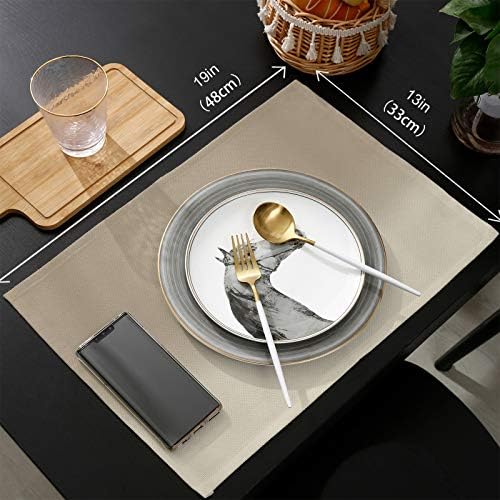 Beige Brown Ombre Table Runner and Placemats for Dining Tables, Burlap