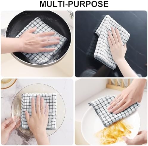 Kitinjoy 16 Pack Dishcloths and Kitchen Towels Sets, Grey