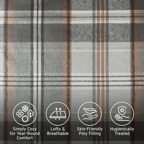 Intelligent Design Plaid Lodge Modern Tan/Gray Queen Duvet Cover Set