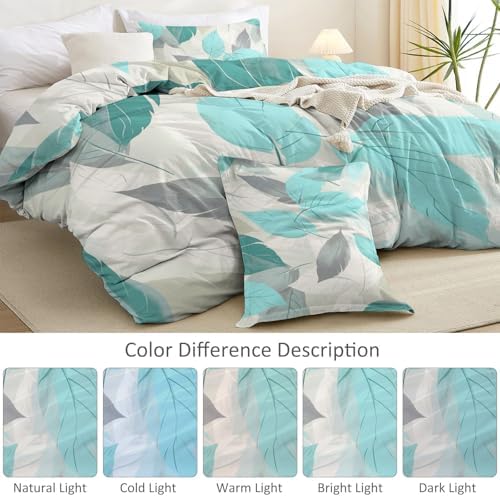Duvet Cover King Minimalist Abstract Plant Leaf Reversible Bedding Set