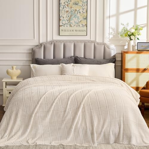 Oversized King Fleece Blanket 120x138 Inches, Seamless Soft Cozy 3D