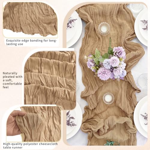 10 Pack Nude Cheesecloth Table Runner 17x108 Inch Boho Semi Sheer