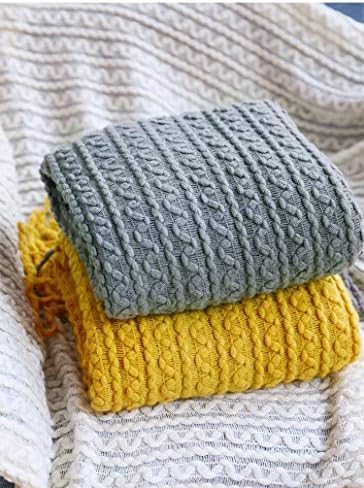 Knitted Throw Blanket for Couch Home Decorative Blankets with Tassel