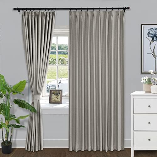 Fcosie Double Pinch Pleated Curtains 108 Inches Long Linen Look Drapes