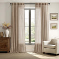 ANRODUO Extra Long Taupe Semi Sheer Linen Curtains 108 inch Length 2