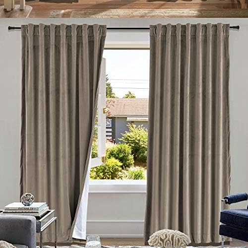 cololeaf Back Tab/Rod Pocket 2 in 1 Heading Velvet Curtain Panel