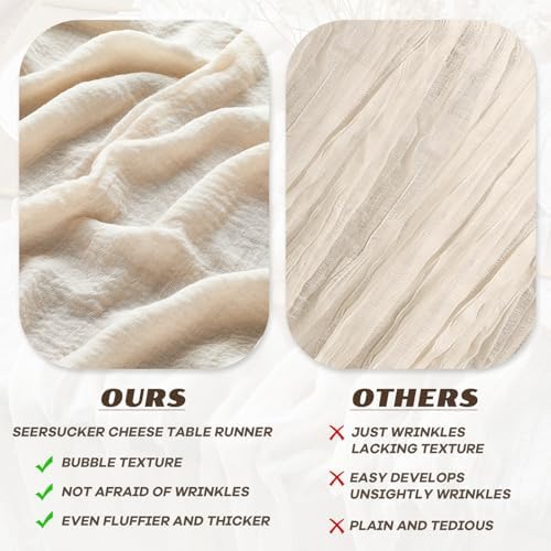 YATOJUZI Ivory Table Runner 120 inch 10FT Outdoor Neutral Cheesecloth