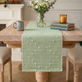 Artoid Mode Sage Green Farmhouse Rustic Cotton Woven Table Runner