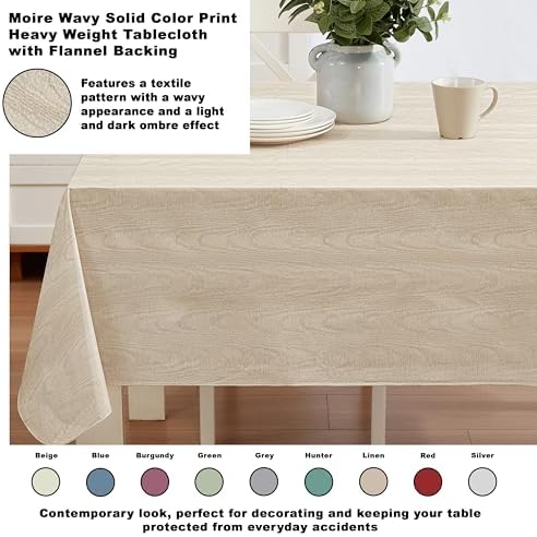 Newbridge Vinyl Flannel Backed Tablecloth, 52 x 70 Inch Rectangle