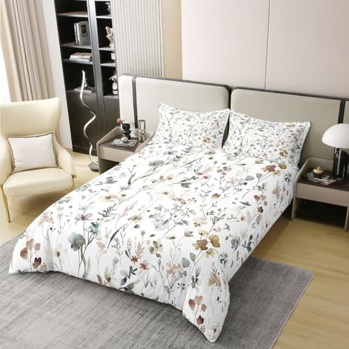 Erosebridal Boho Duvet Cover Set Watercolor Floral 100% Cotton