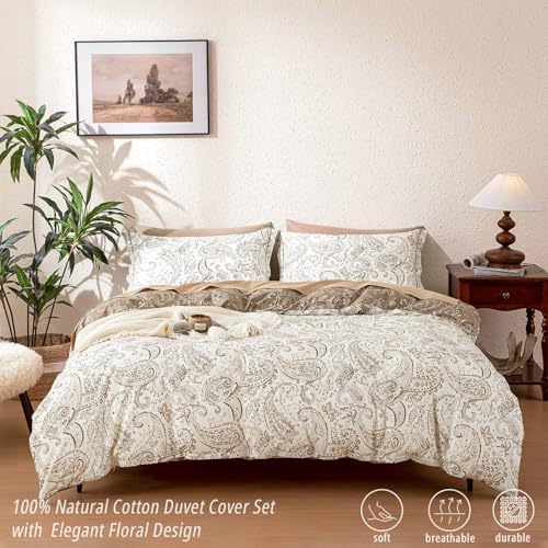 ALEISSEL 100% Natural Cotton Vintage Duvet Cover Queen Size