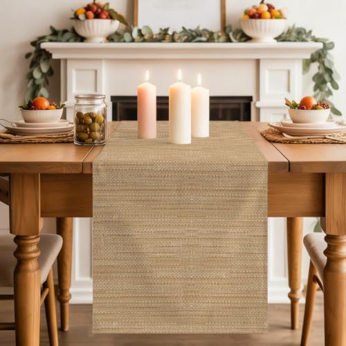 Sand Brown Table Runner, Country Vintage Minimalist Solid Color