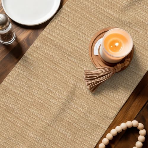Sand Brown Table Runner, Country Vintage Minimalist Solid Color