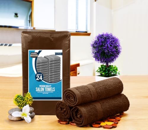 Utopia Towels Salon Towels, Pack of 24, 16x27 in, 100% Cotton, Dark