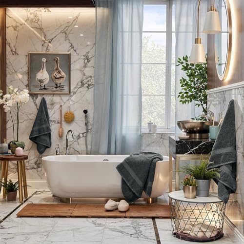 RIVERSIDE Luxury 6 Piece Towel Set, 2 Bath Towels, 2 Hand Towel, 2
