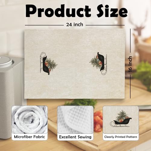 XPH Vintage Christmas Tree Kitchen Dish Towels Set of 2, Christmas