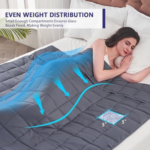 yescool Weighted Blanket for Adults 25lbs Queen Size, 60" x 80", Grey