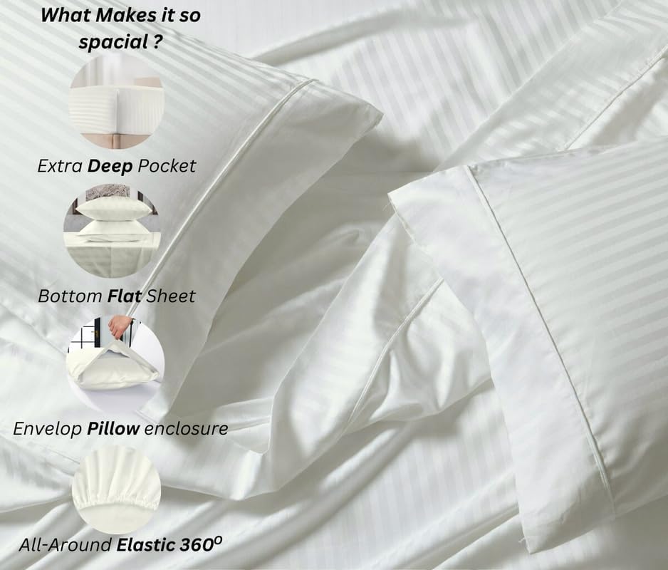 Split King Bed Sheets 5 Pieces 100% Egyptian Cotton Sheets for Split