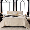 COTTEBED Sherpa Fluffy Comforter Sets KING Size Bed, Boho Tufted Cal