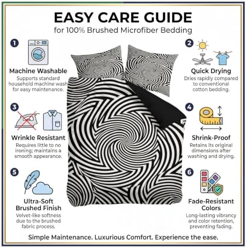 King Duvet Cover Set Soft Microfiber Abstraction Geometry