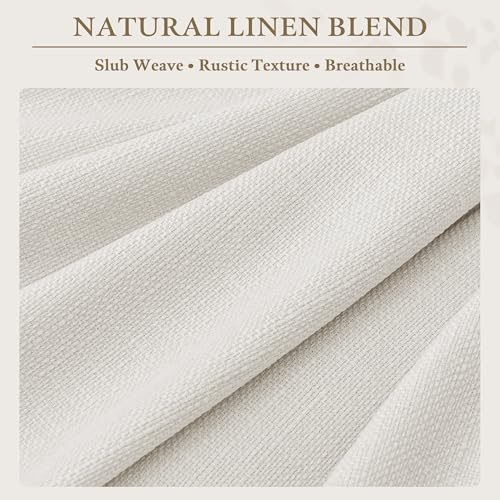 TWODRAPES Ivory Linen Curtains 108 Inches Long 2 Panels Set Pinch