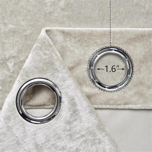 SMILETIME Ivory White Crushed Velvet Curtains 104x108 inch Grommet - 1