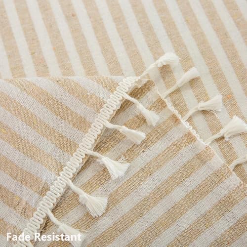 TruDelve Cloth Tablecloth Rectangular Beige Striped Cotton Table