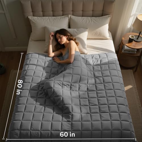 Gkyet Weighted Blanket for Adults(48" x 72",15lbs,Grey) Queen Size
