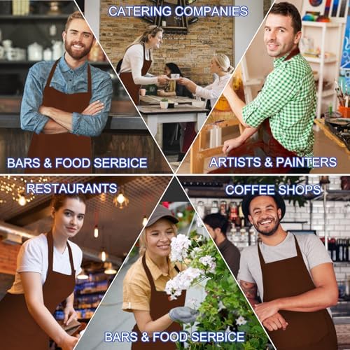 Jeffbaubl 12 Pack Bib Apron,Aprons Bulk,Unisex Plain Aprons with 2