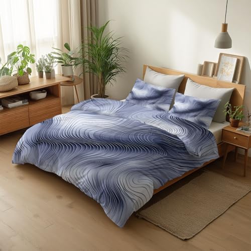 Ultra Soft Gray Duvet Cover Queen Size, Printed Bedding Set 3 Pieces