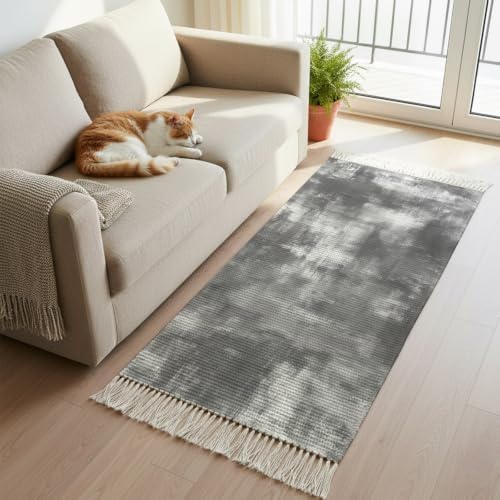 Modern Minimalist Hallway Runner Rug 2'x5', Abstract Painting Texture