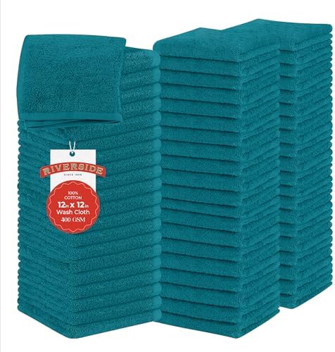 RIVERSIDE 60-Pack Cotton Washcloths – Soft & Absorbent Face Towels
