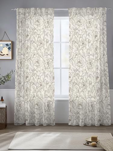 Minimalist Ivory Sheer Curtains 52" W x 108" L (Pack of 2) Light