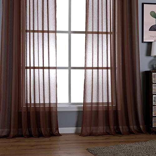 vctops Solid Sheer Window Curtains for Bedroom 96 inches Long Linen