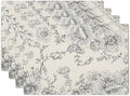 Grey Farmhouse Flowers Placemats Set of 4 Grey and Cream Floral Print