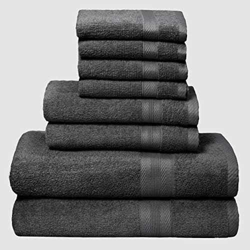 BOUTIQUO 8 Piece Towel Set 100% Ring Spun Cotton, 2 Bath Towels 27x54