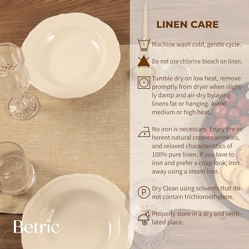 100% Pure Linen Extra Long Table Runner - 14 x 108 Inch Farmhouse