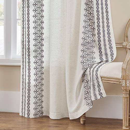 FOLKSIDE Linen Curtains 84 Inch Length 2 Panels Set for Living Room
