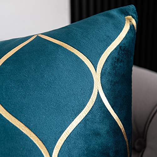 DEZENE 20x20 Inch Gold Velvet Throw Pillow Covers: 2 Pack Square