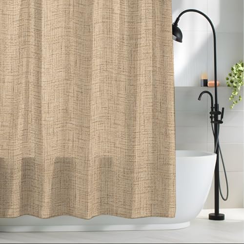Minimalist Beige Shower Curtain for Bathroom Rustic Neutral Modern