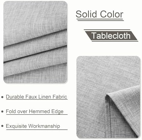 XWZO Faux Linen Tablecloth Wrinkle Resistant 52 x 70 Inch - Grey