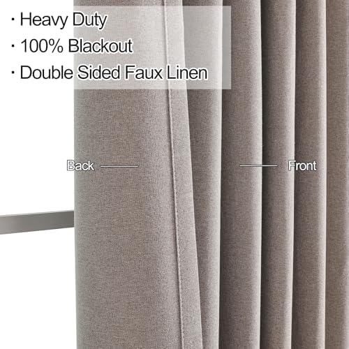Linen Pinch Pleated Blackout Curtains & Drapes 84 Inches Long Taupe