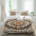 Bohemian Floral Duvet Cover Set Queen Size,Breathable Bedding Set with