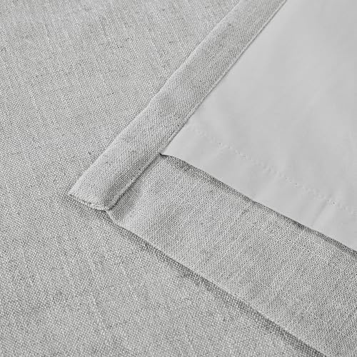 Vision Home Light Grey Pinch Pleated Full Blackout Curtains Linen