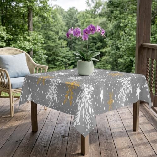 Gray Christmas Tablecloth Square Table Cloth 60x60, Waterproof