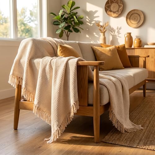 Multi-Purpose Cotton Yarn Blanket 50"x70" Lightweight Soft Breathable