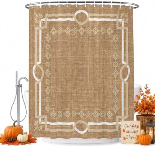 Long Shower Curtains 72" x 84", Taupe Gray Botanical Washable Shower