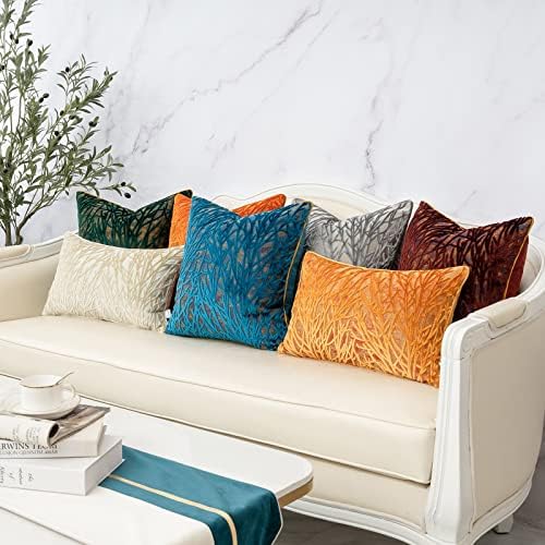 Yangest Green Twigs Throw Pillow Cover Branches Velvet Cushion Case